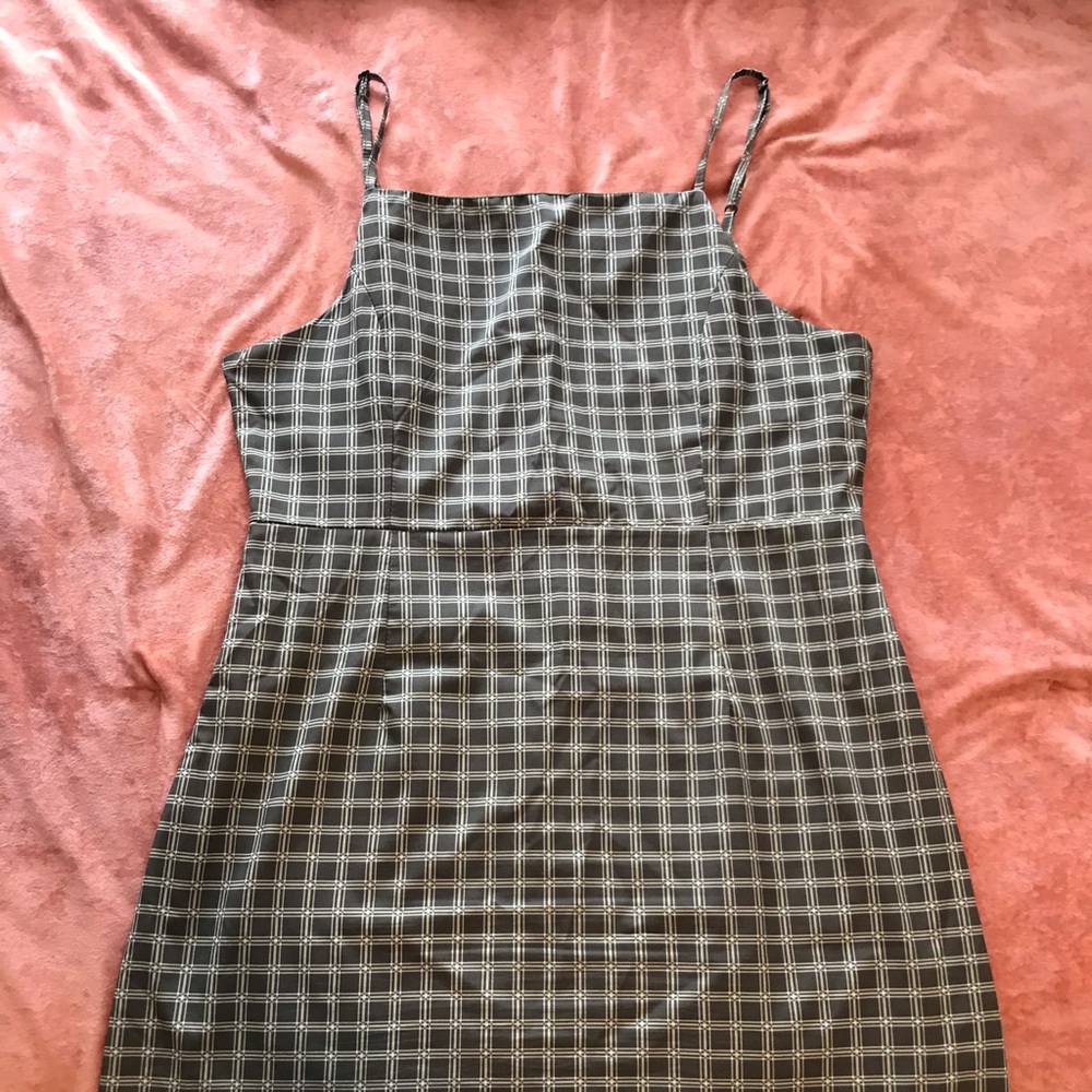 Unbranded green-checkered mini dress in satin